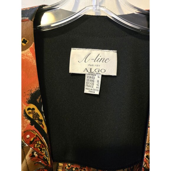 Vintage Algo Duster Jacket Cardigan Aztec Western Boho Retro Party Sz 14 - Picture 10 of 12